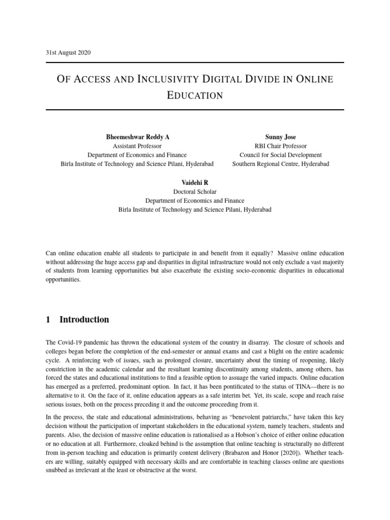 Digital Divide in Online Education | PDF | Economies