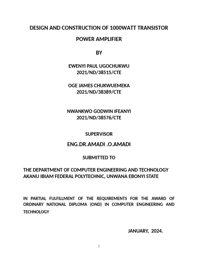1000W Transistor Power Amplifier Design | PDF | Amplifier ...
