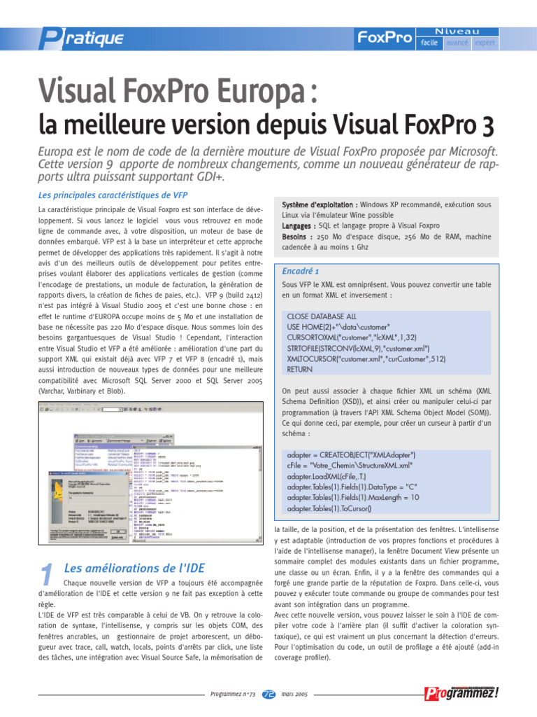 Visual FoxPro 9 : Nouvelles Fonctionnalités | PDF | Microsoft SQL ...
