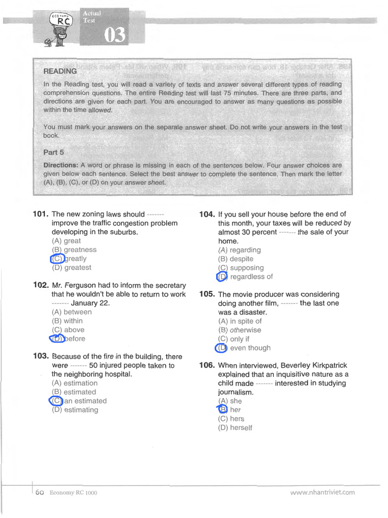 TOEIC Reading Test Practice Vol. 3 | PDF | Restaurants | Menu