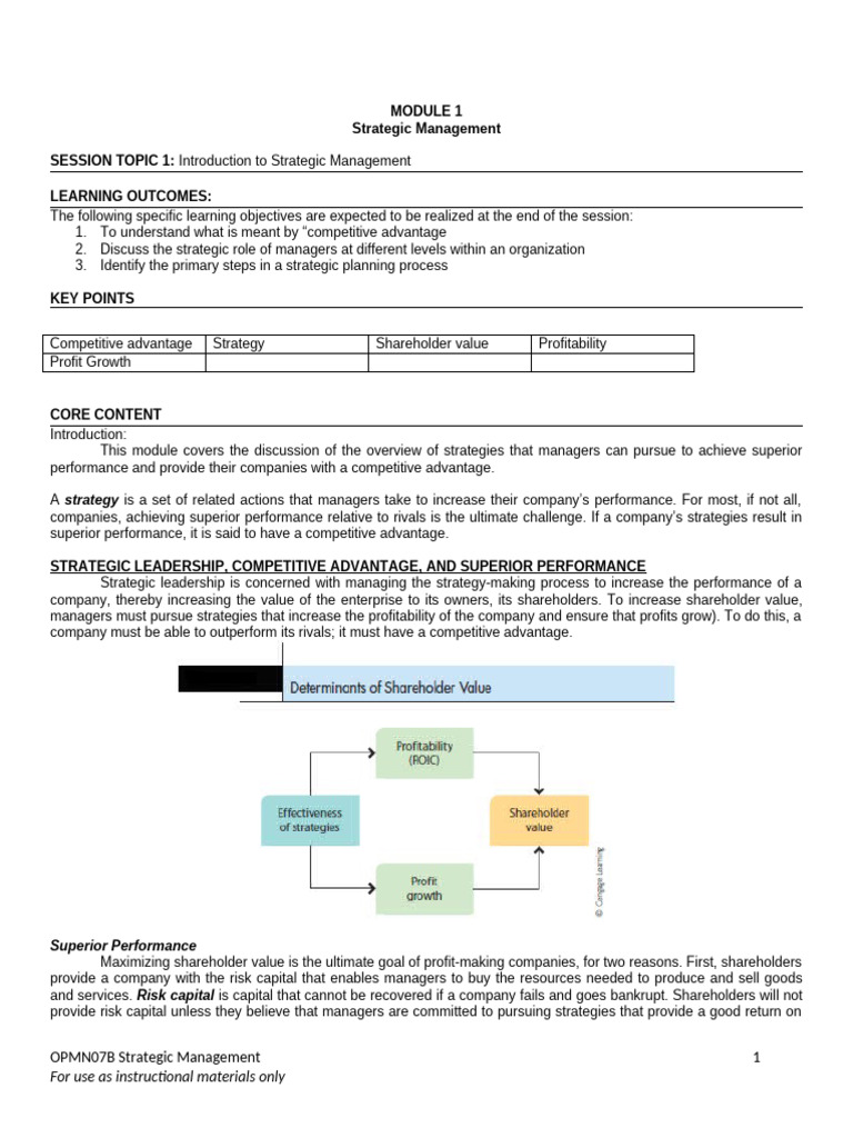 Strategic Management: Competitive Advantage | PDF | Strategic ...