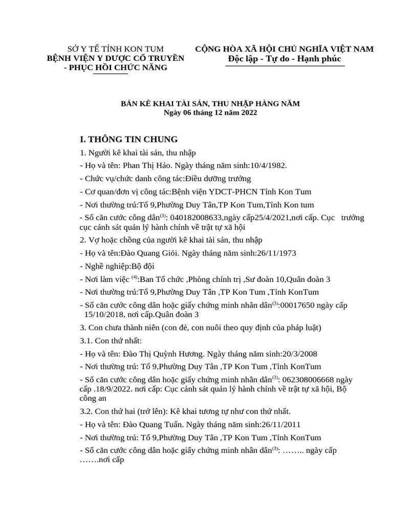 Mau Ke Khai Tai San Thu Nhap Hang Nam2022 | PDF