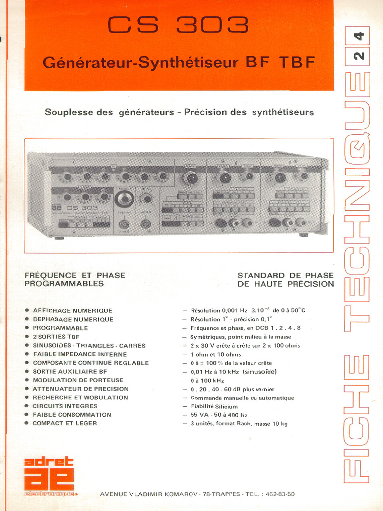 Adret - Electronique CS - 303 Datasheet ID12765 | PDF