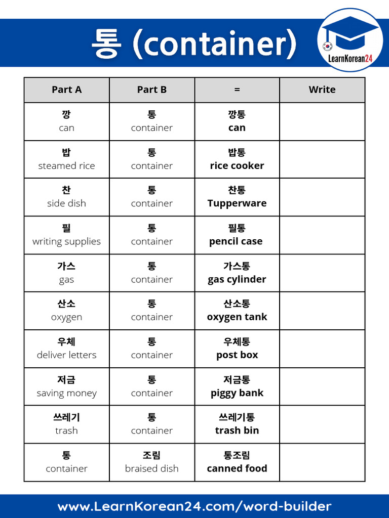 Korean Words With 통 | PDF