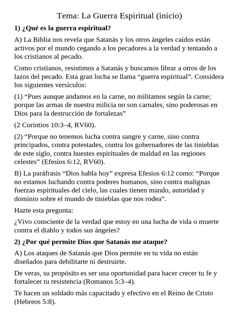Introducción a la Guerra Espiritual | PDF | Pecado | Satán