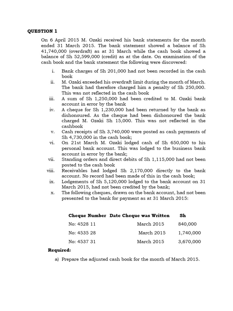 Bank Reconciliation - Review Question | PDF | Banks | Cheque