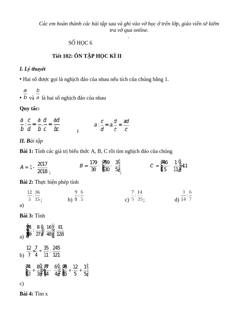 Online Cuoi Nam Lop 6 (2021) | PDF