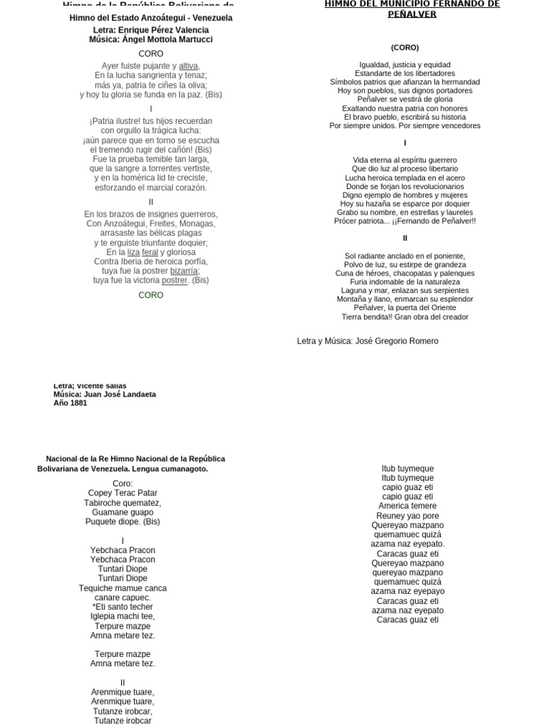 Himno del Municipio Tomás Lander | PDF | Himnos nacionales | Himnos
