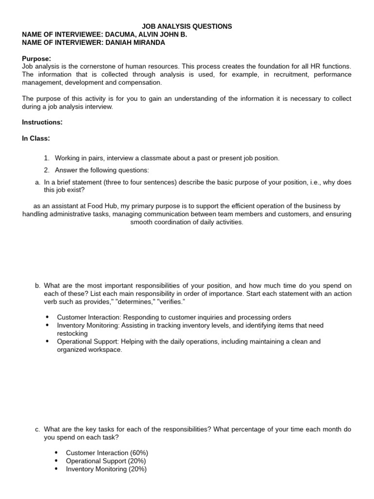 Job Analysis Interview Insights | PDF