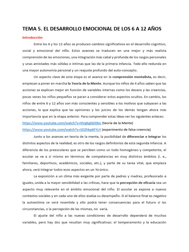 Desarrollo emocional en la infancia | PDF | Las emociones | Depresión ...