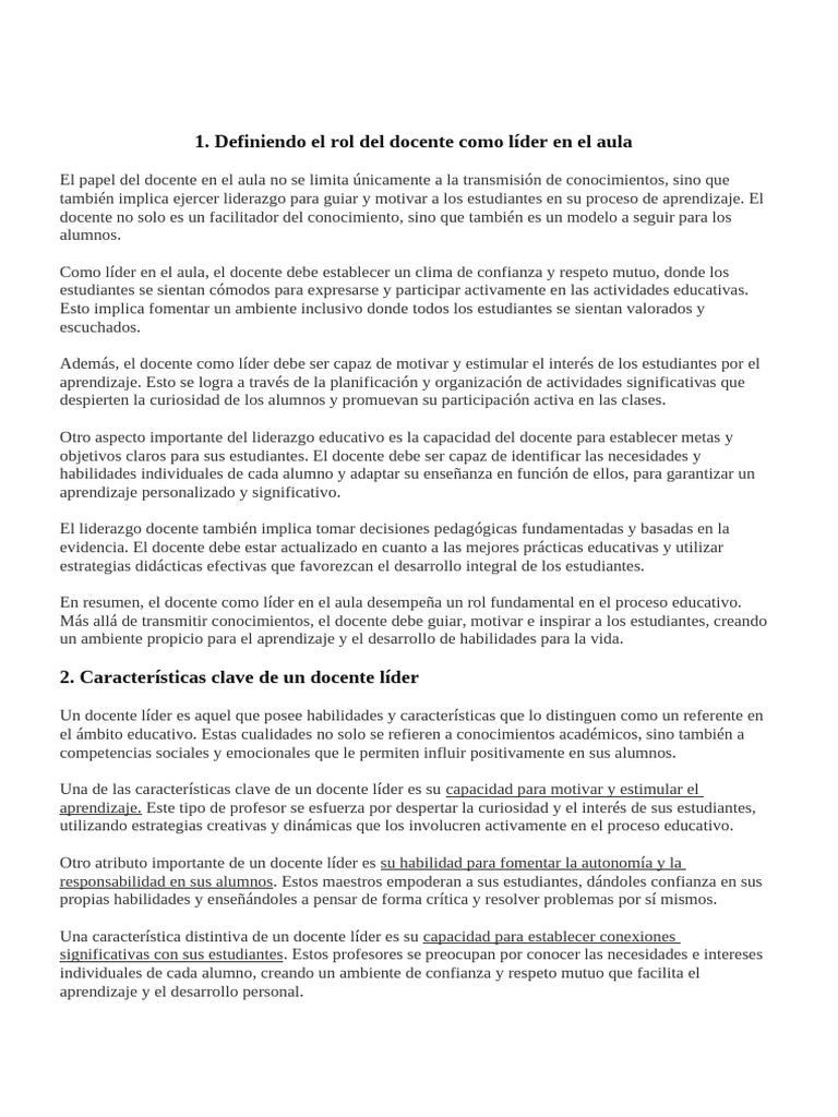 El docente lider | PDF | Maestros | Liderazgo