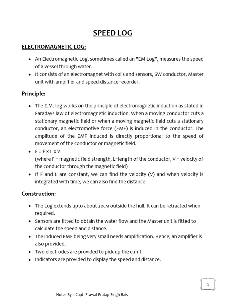 Electromagnetic Speed Log Overview | PDF | Doppler Effect ...