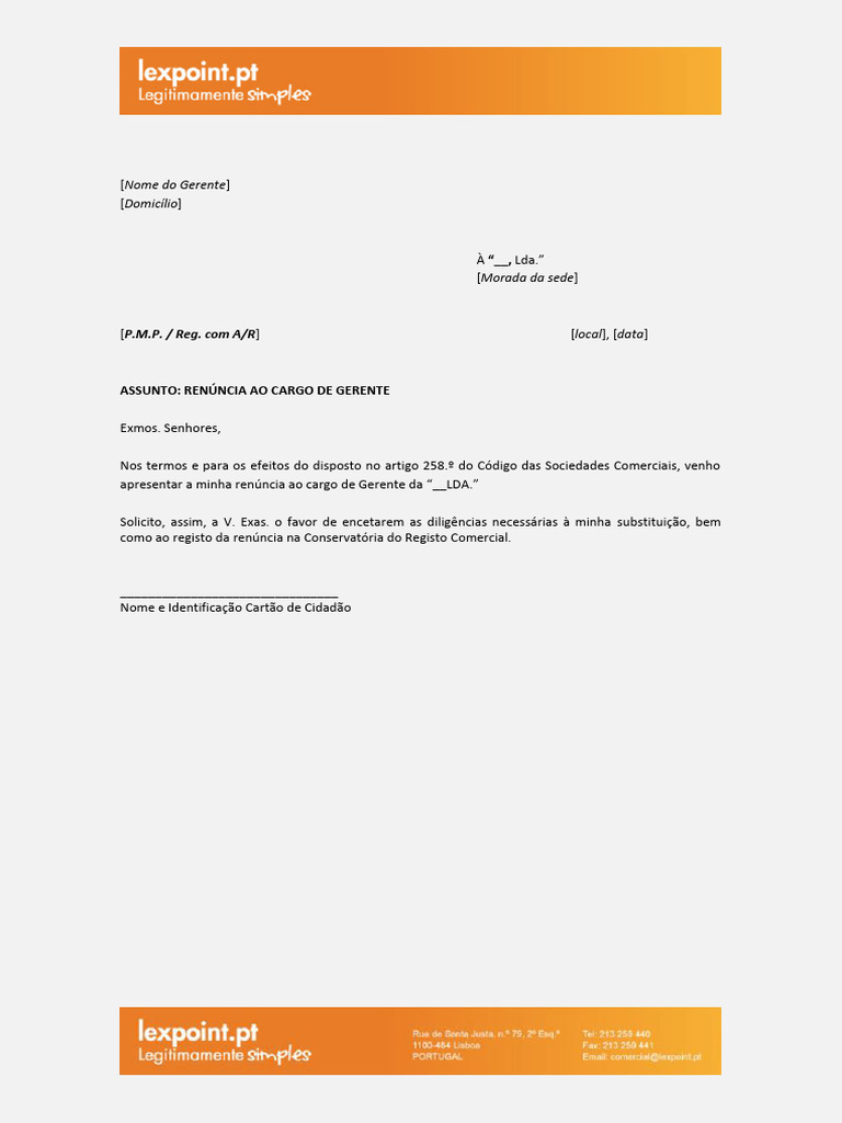 Renúncia ao Cargo de Gerente | PDF