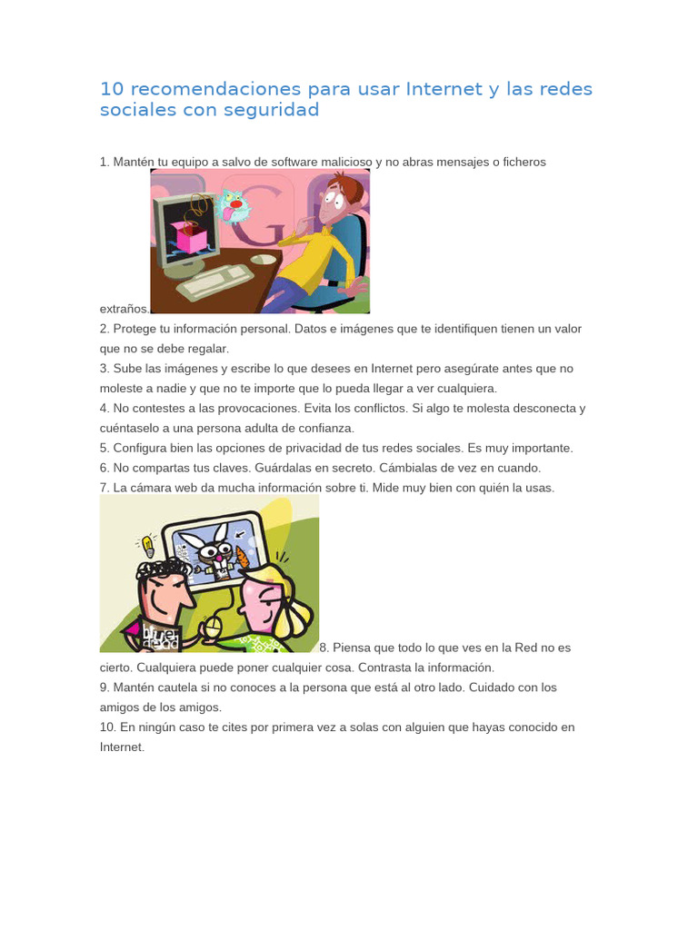 10 Recomendaciones para Usar Internet y Las Redes Sociales Con ...