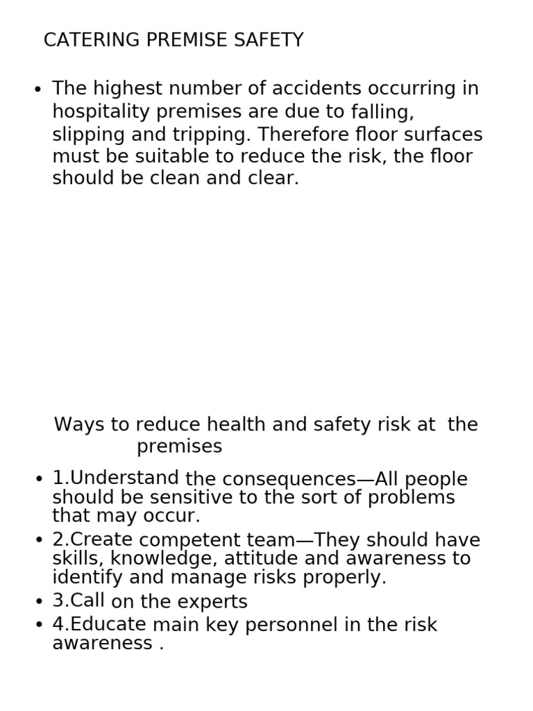 Catering Premise Safety Guidelines | PDF