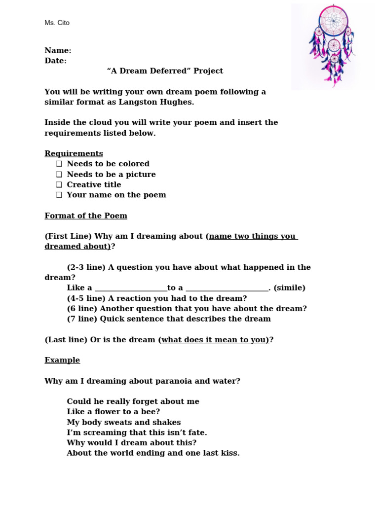 Dream Poem Project Guidelines | PDF