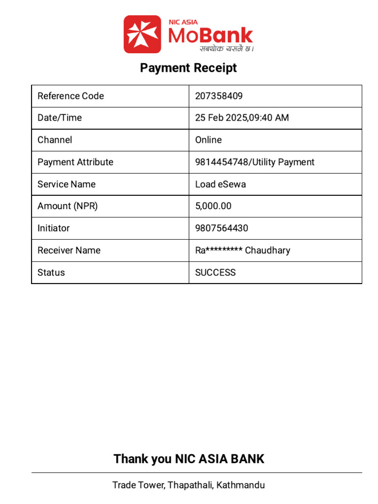 Utility Payment Confirmation | PDF