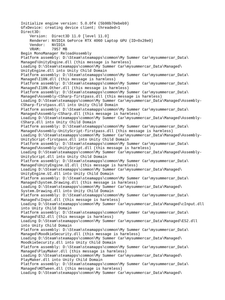 My Summer Car Engine Initialization Log | PDF | Ibm Pc Compatibles ...