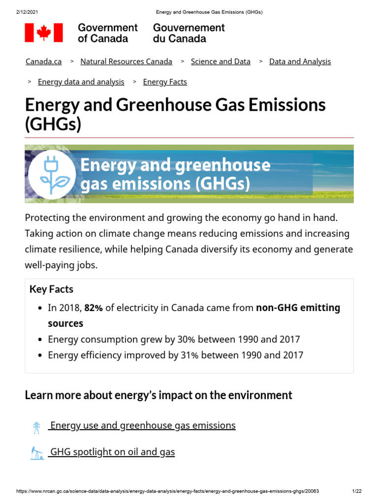 Energy and Greenhouse Gas Emissions (GHGs) | PDF | Efficient Energy Use ...