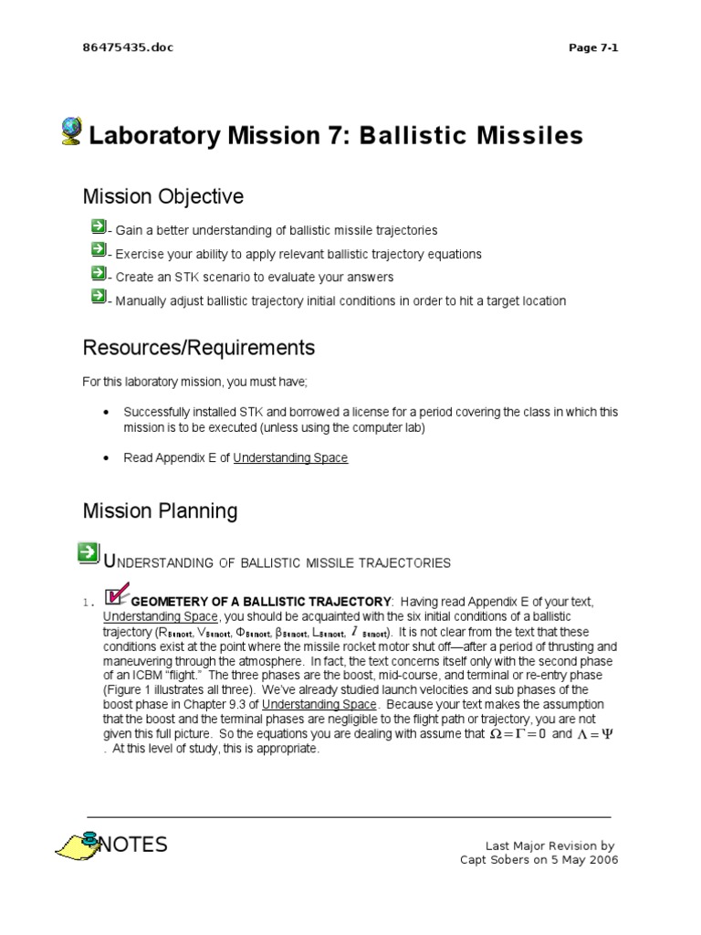 Ballistic Missile Trajectory Analysis | PDF