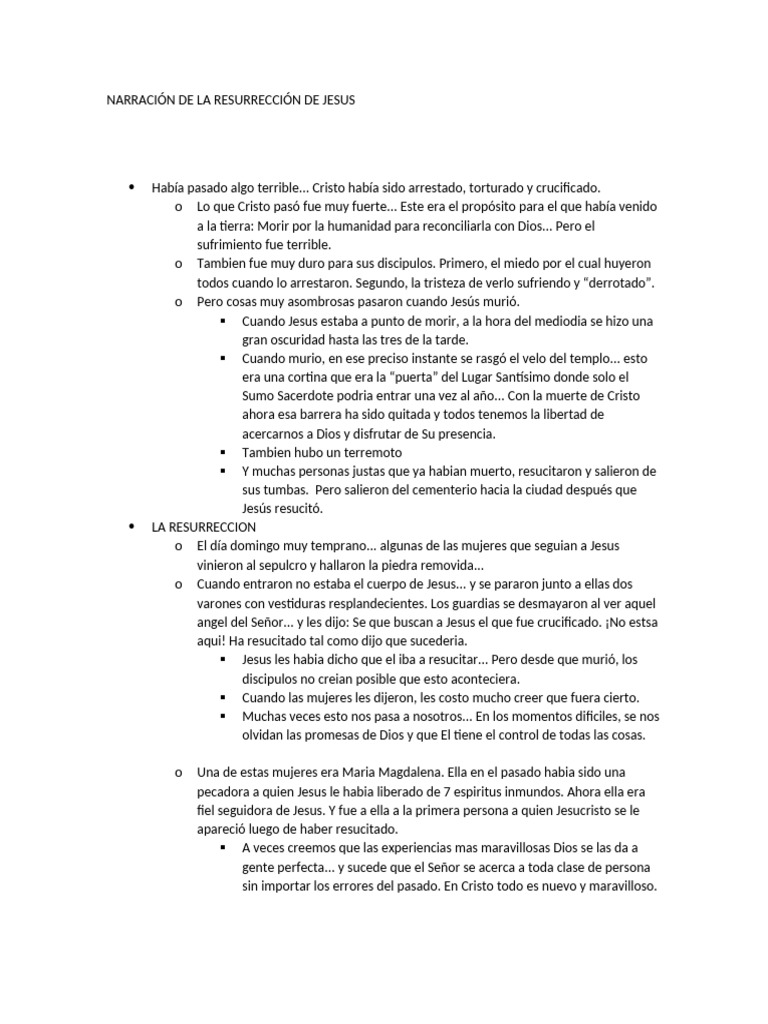 Actividades sobre la Resurrección de Jesús | PDF | La resurrección de ...