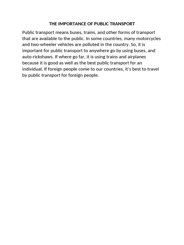 The Importance of Public Transport | PDF