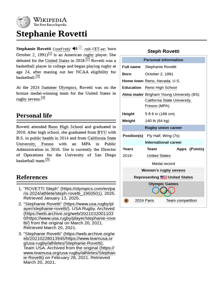 Stephanie_Rovetti | PDF | Rugby Union | Olympic Games