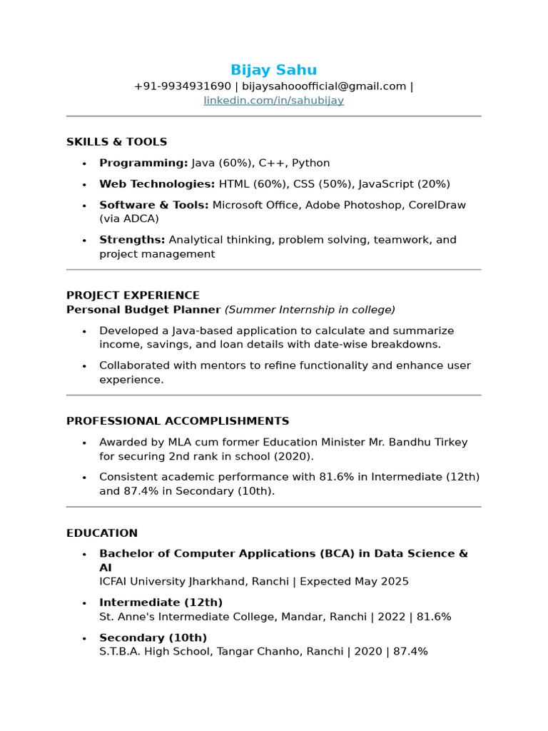 Java Developer with Project Experience | PDF