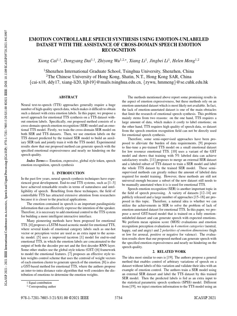 Emotion Control in Speech Synthesis | PDF | Speech Synthesis ...