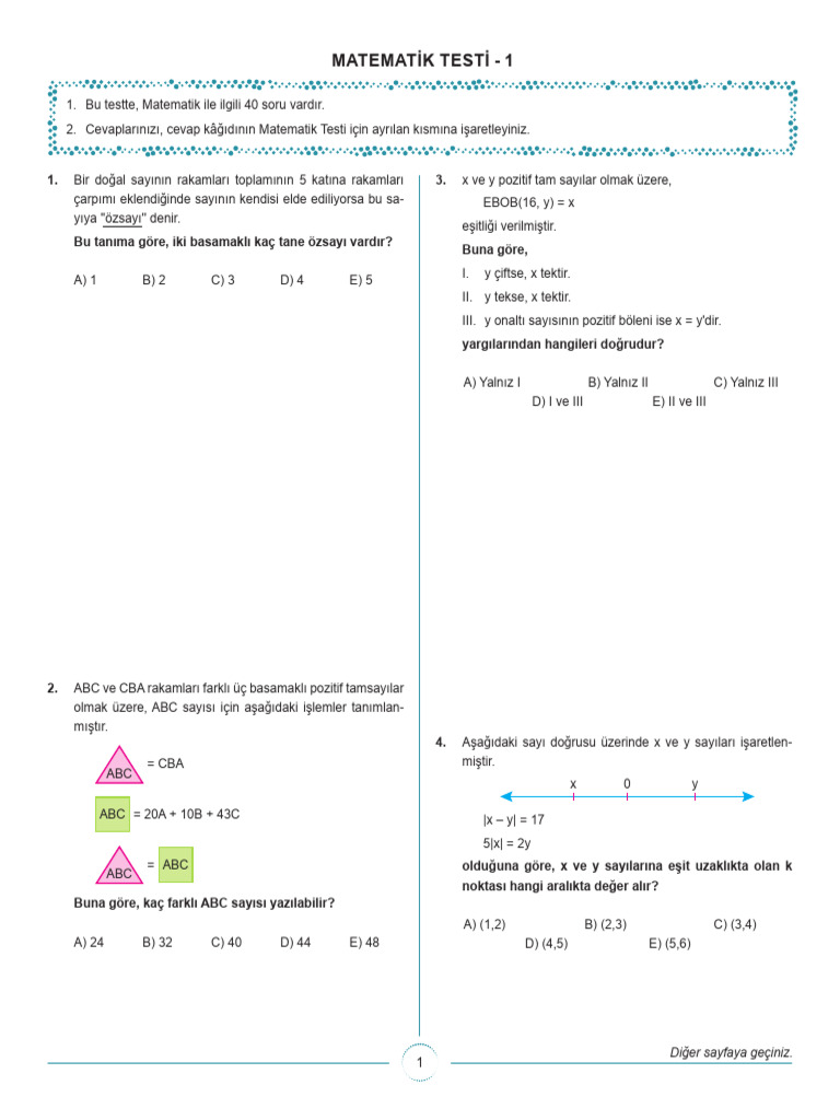 15 Ayt Mat - 1 | PDF