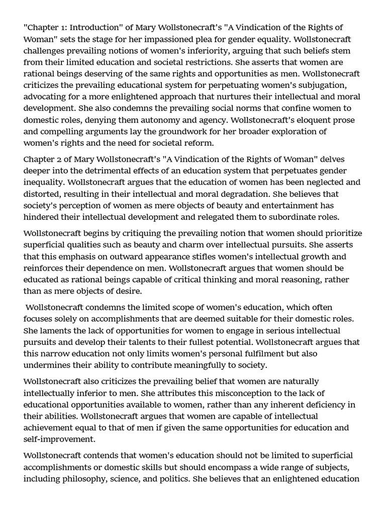 Vindication Umbrella Note | PDF | Mary Wollstonecraft | A Vindication ...