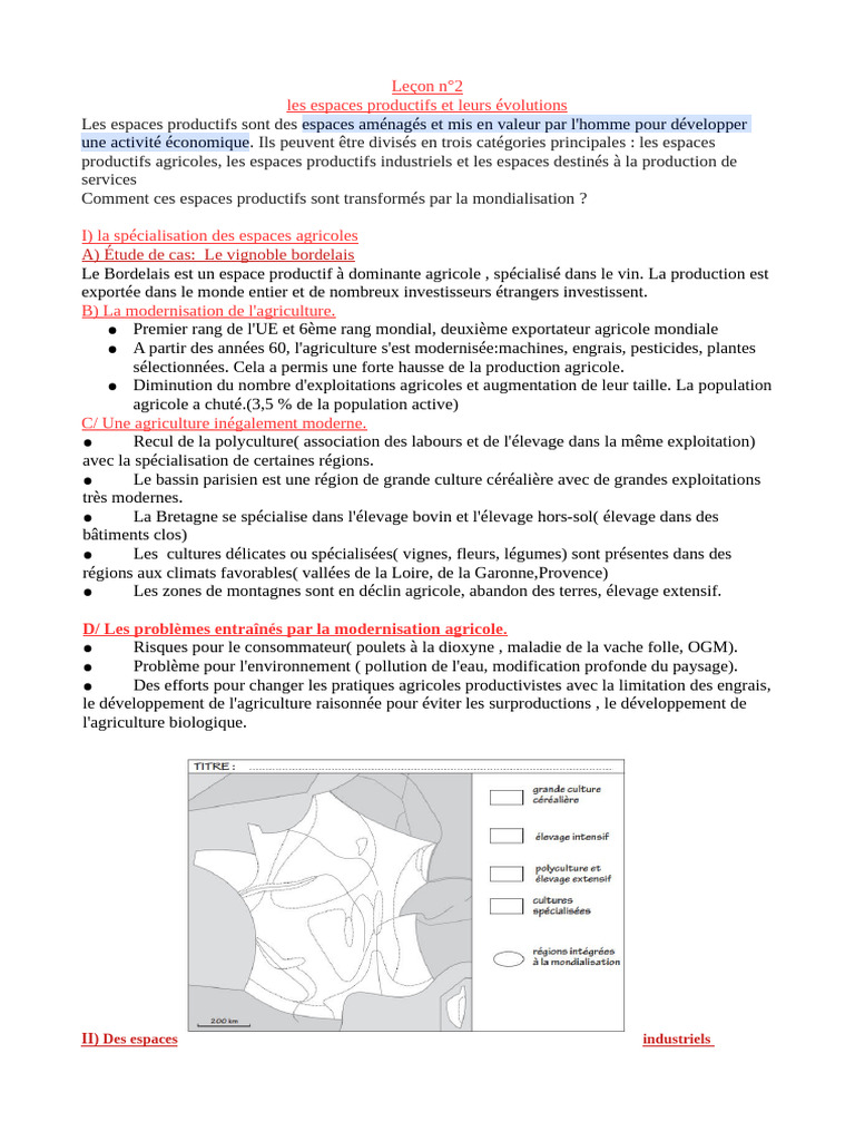 Évolutions des espaces productifs en France | PDF | Agriculture ...