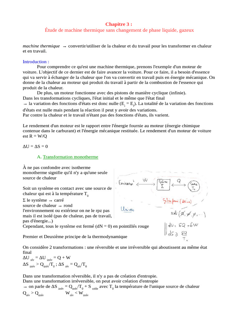 Étude des machines thermiques | PDF | Chaleur | Thermodynamique