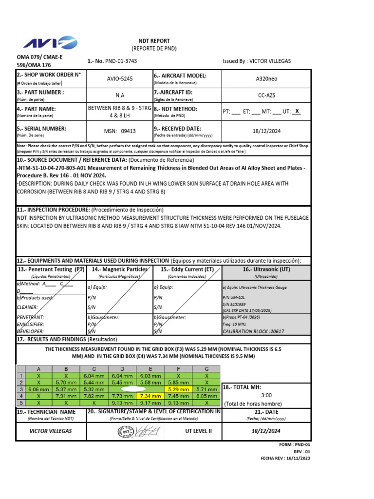 NDT Inspection Report for A320neo Wing | PDF | Mechanical Engineering ...
