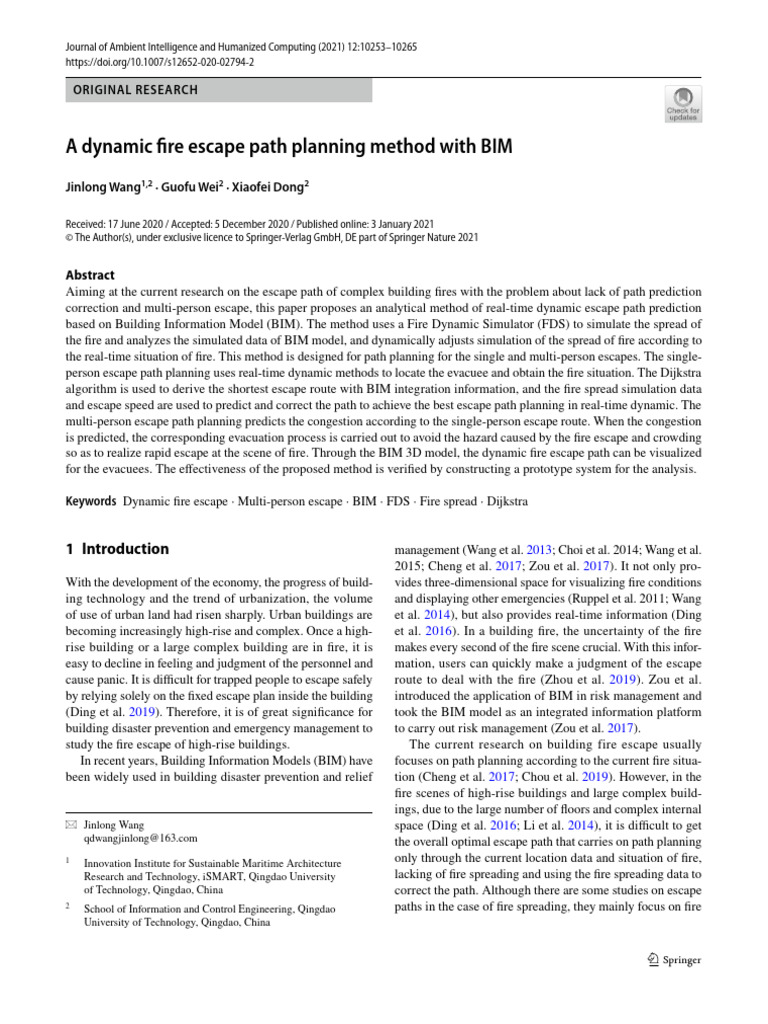 A Dynamic Fre Escape Path Planning Method With BIM | PDF | Emergency ...