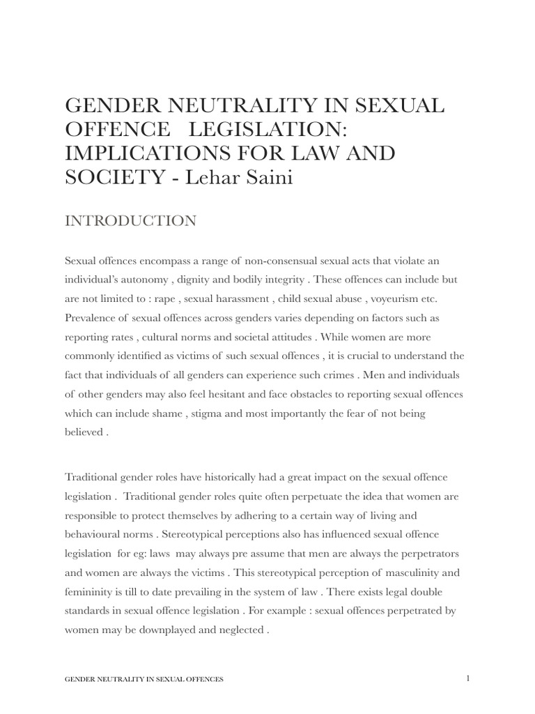 Gender Neutrality in Sexual Offence Law | PDF | Crimes | Crime & Violence