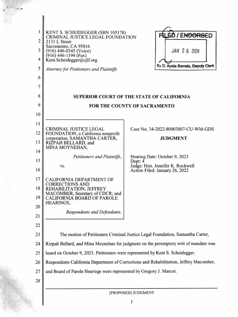 California Parole Writ Judgment Ruling | PDF | Parole | California ...