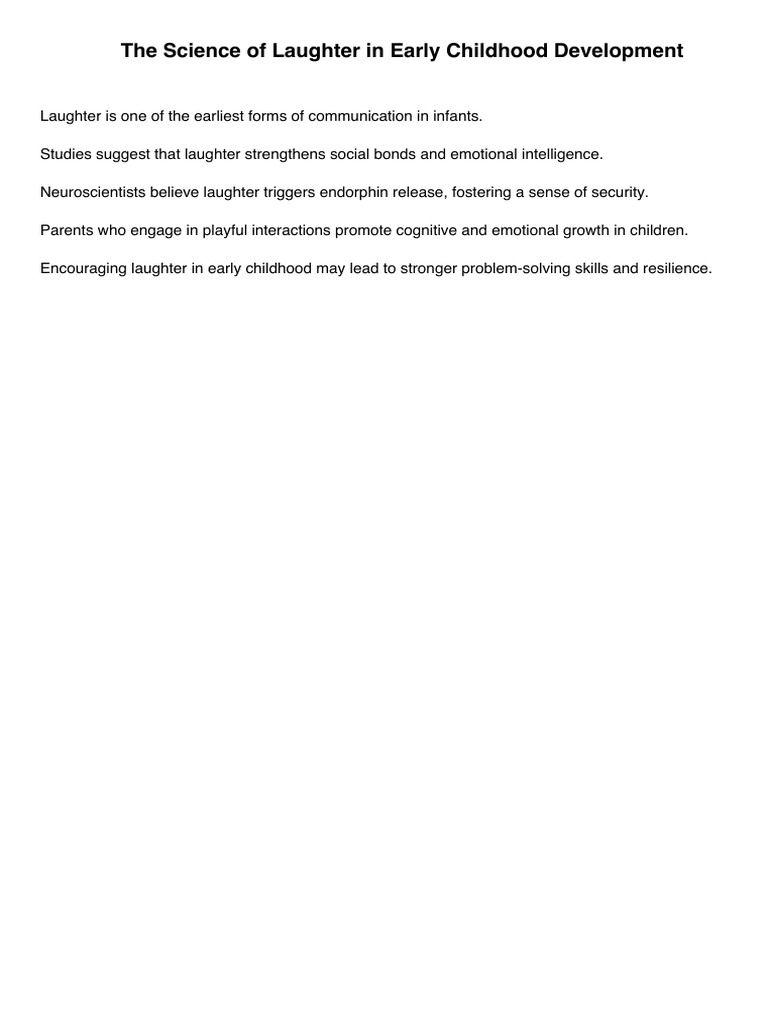 The Science of Laughter in Early Childhood Development | PDF