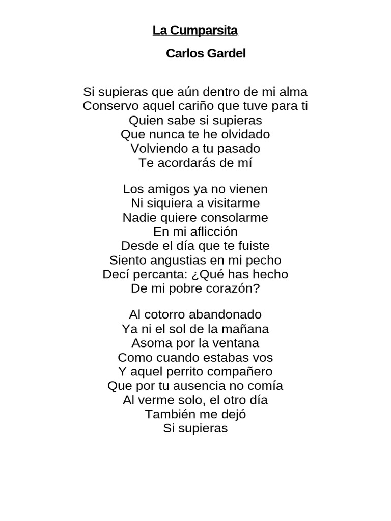 Letras de Carlos Gardel: Amor y Nostalgia | PDF | Estilos de musica ...
