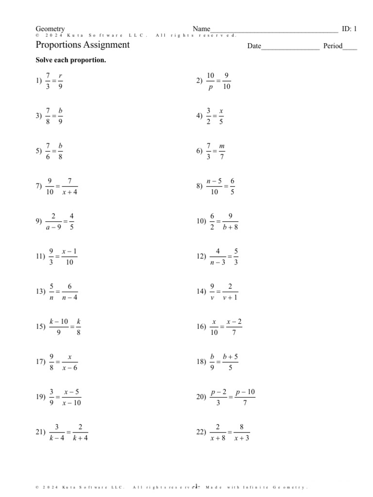 Geometry Proportions Worksheet | PDF | Geometry | Euclidean Geometry