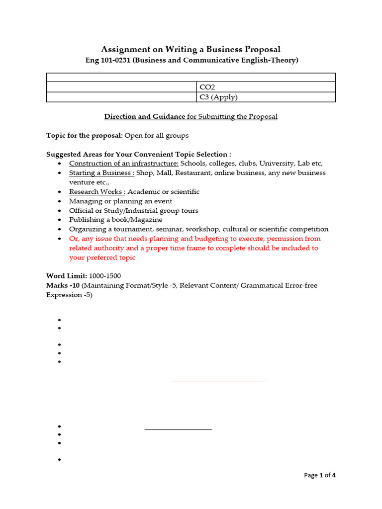 Assignment - Busieness Proposal - Guidance - Structure | PDF | Paragraph