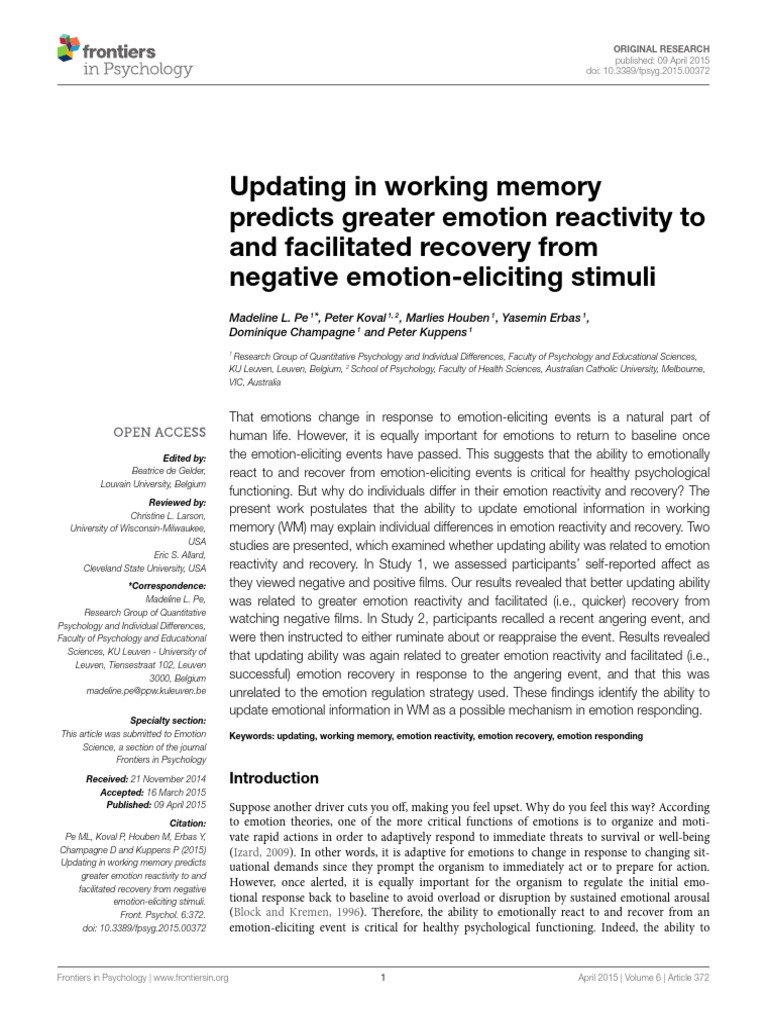 fpsyg-06-00372 | PDF | Emotional Self Regulation | Emotions