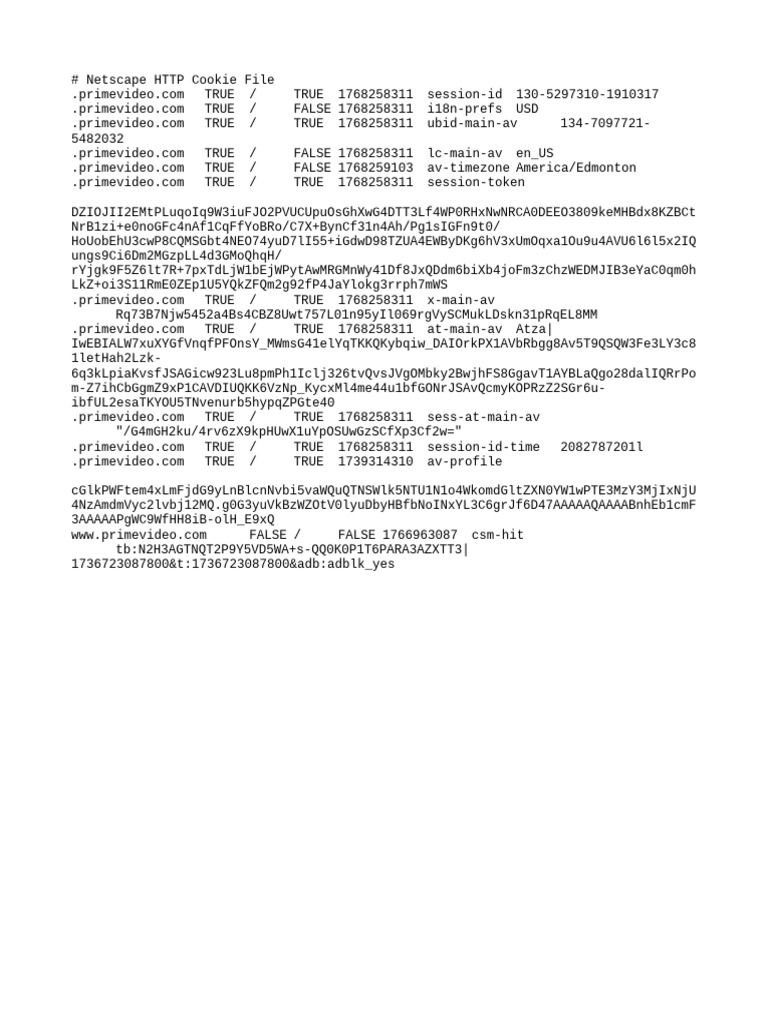 Netscape Cookie File for Prime Video | PDF
