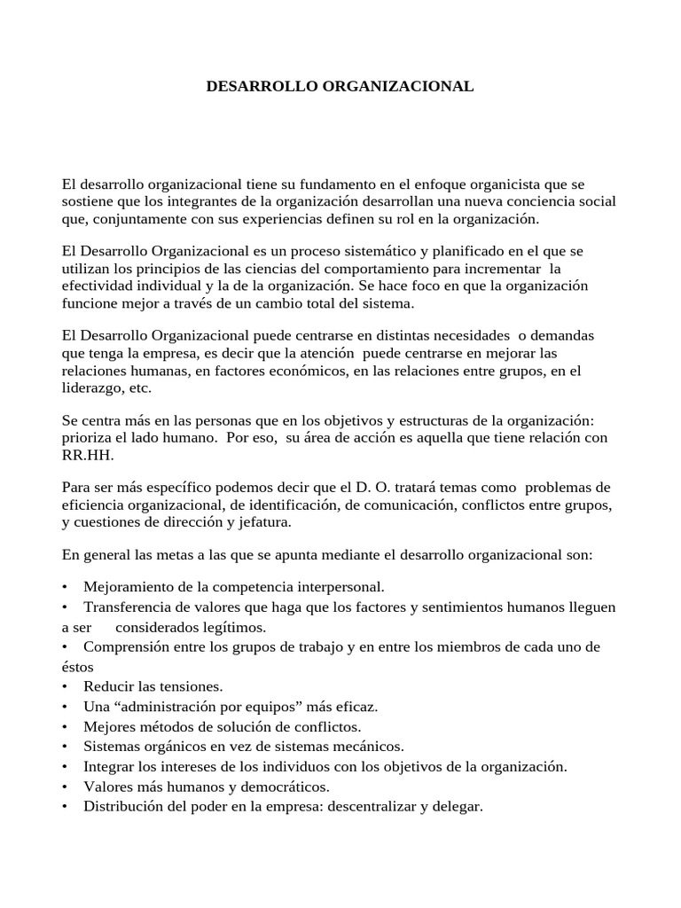 Desarrollo Organizacional: Claves y Etapas | PDF | Business