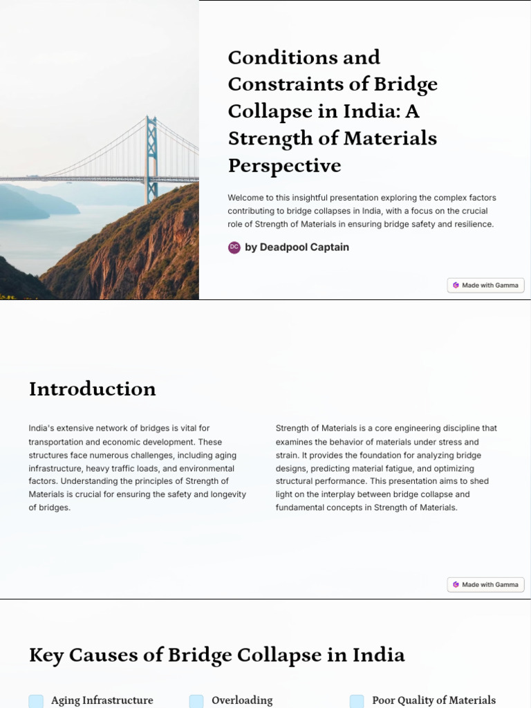 Conditions and Constraints of Bridge Collapse in India A Strength of ...