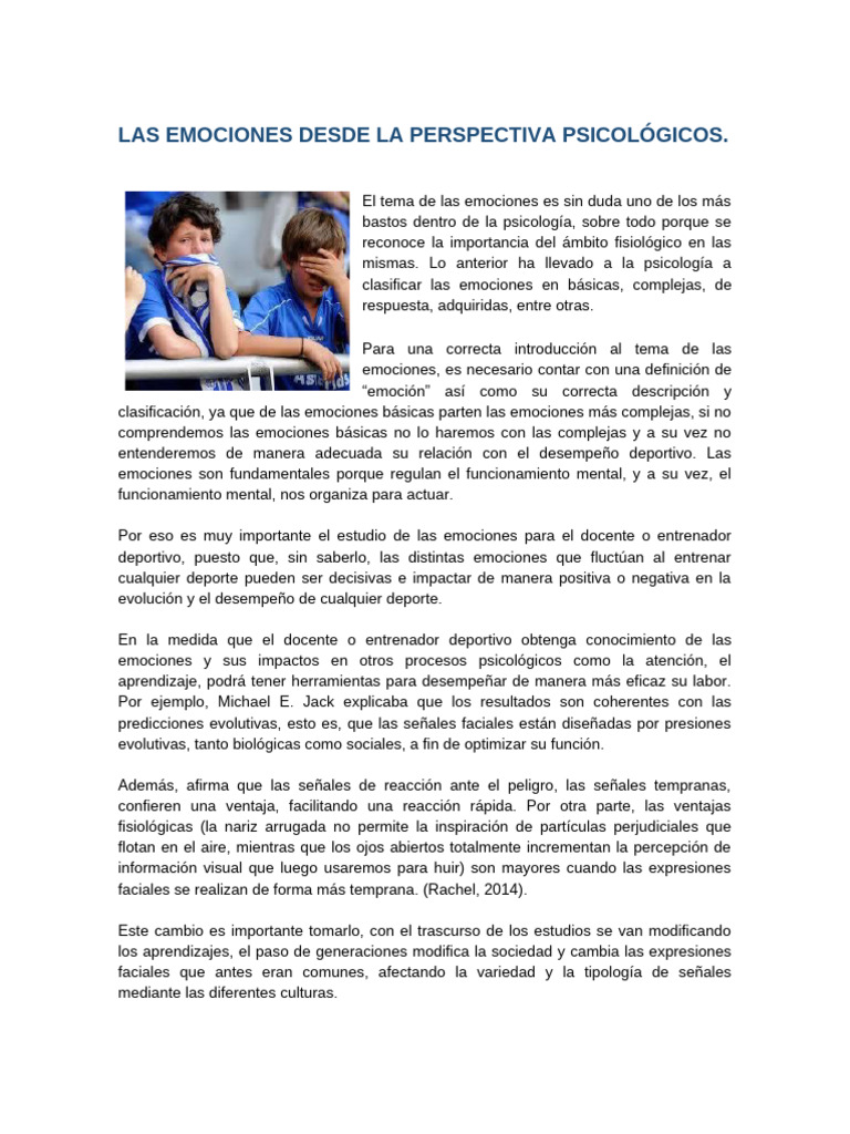 Psicología de las Emociones en el Deporte | PDF | Las emociones | Sicología