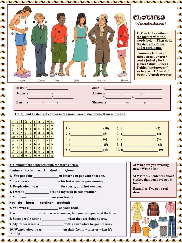 Clothes (Vocabulary) 1 | PDF | Clothing | Sweater