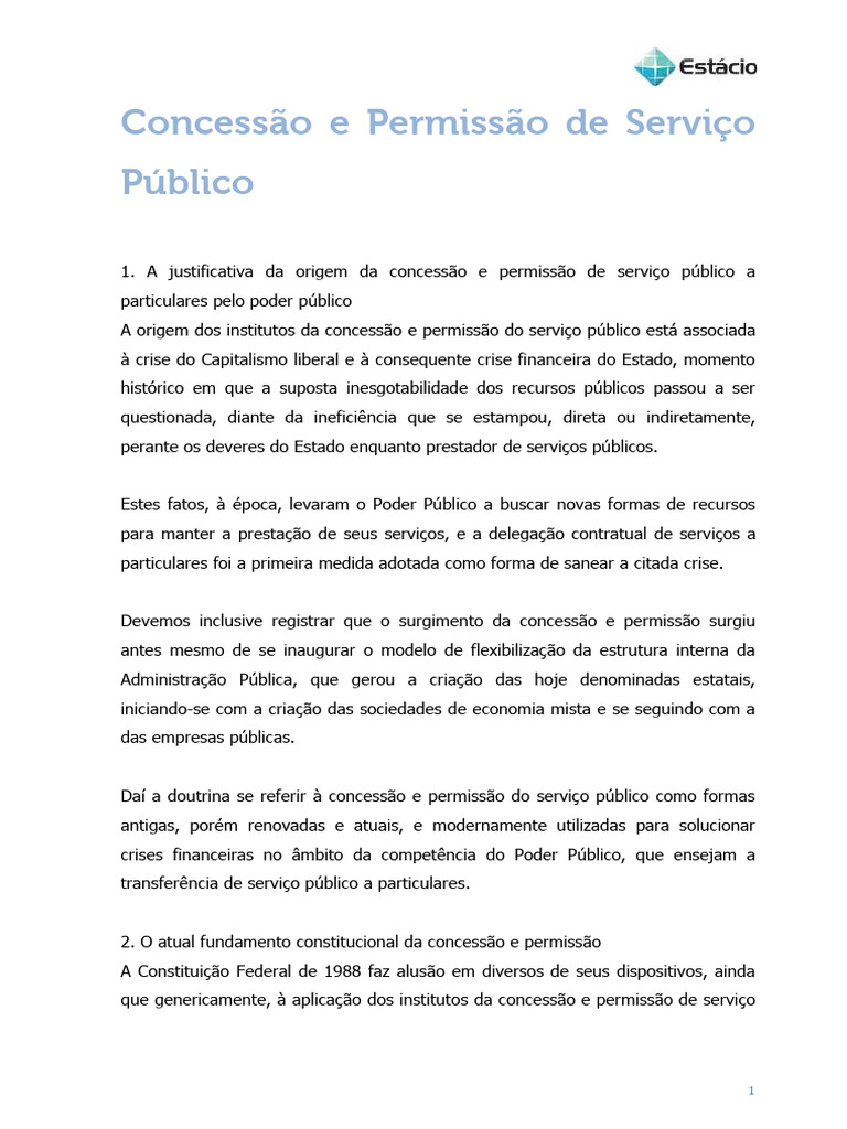 Concessão e Permissão de Serviços Públicos | PDF | Serviços públicos ...