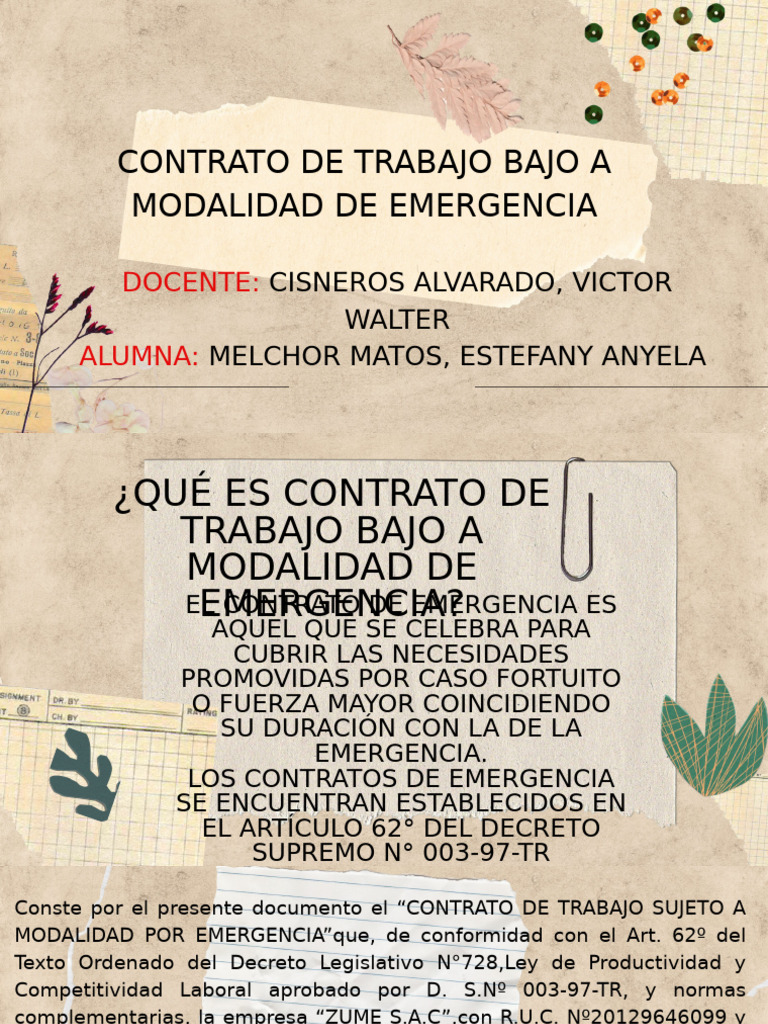 Contrato de Emergencia | PDF | Derecho laboral | Salario