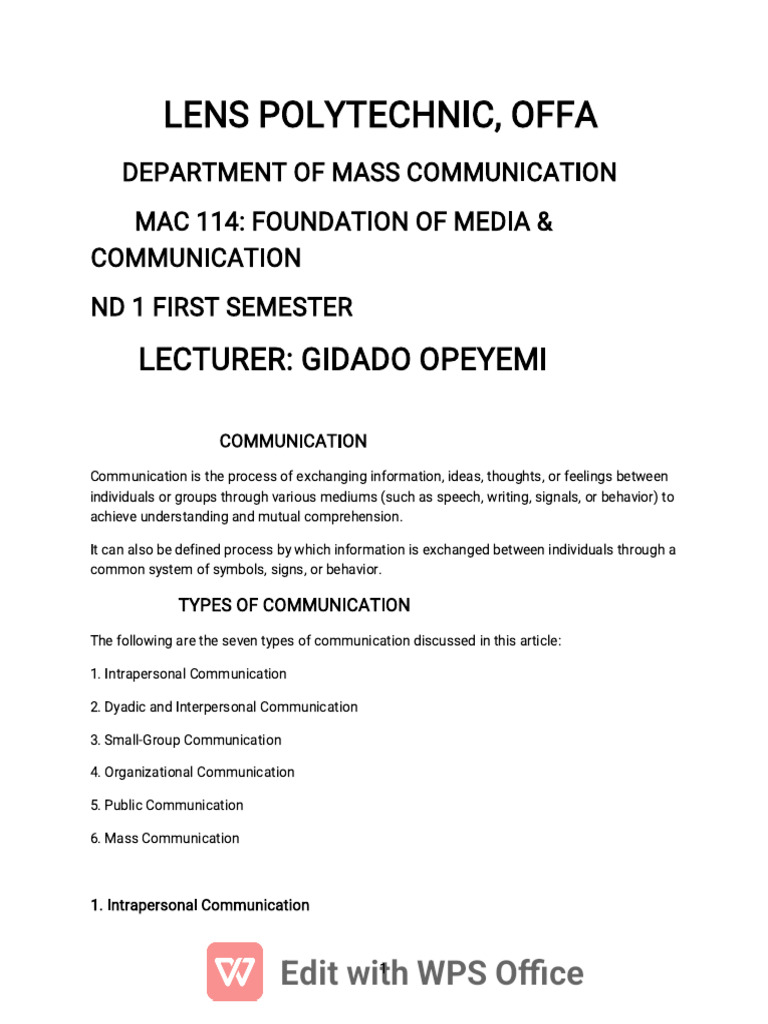 Foundations of Mass Communication | PDF | Mass Media | Communication